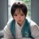 编辑谭若曦的照片，扎着马尾的年轻女性，手持平板电脑，充满活力的动漫爱好者形象